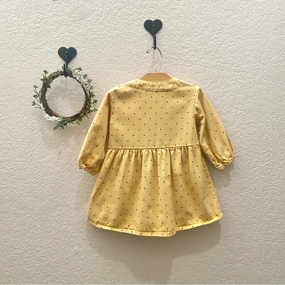 Zara Yellow Polka Dot Button-Up Dress ~ Size 9-12m - Picture 2 of 5